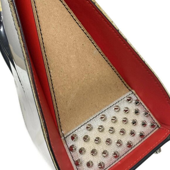 Auth CHRISTIAN LOUBOUTIN Paloma White Yellow Multi Vinyl Leather Tote Bag - Picture 14 of 15